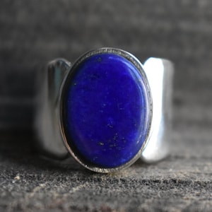 natürlicher Lapis Ring,Lapis Lazuli Ring,925 Silberring,Lapis Lazuli Ring, Herrenring, Lapis Lazuli Ring, ovale Form Lapis Herrenring, Lapis Lazuli Ring