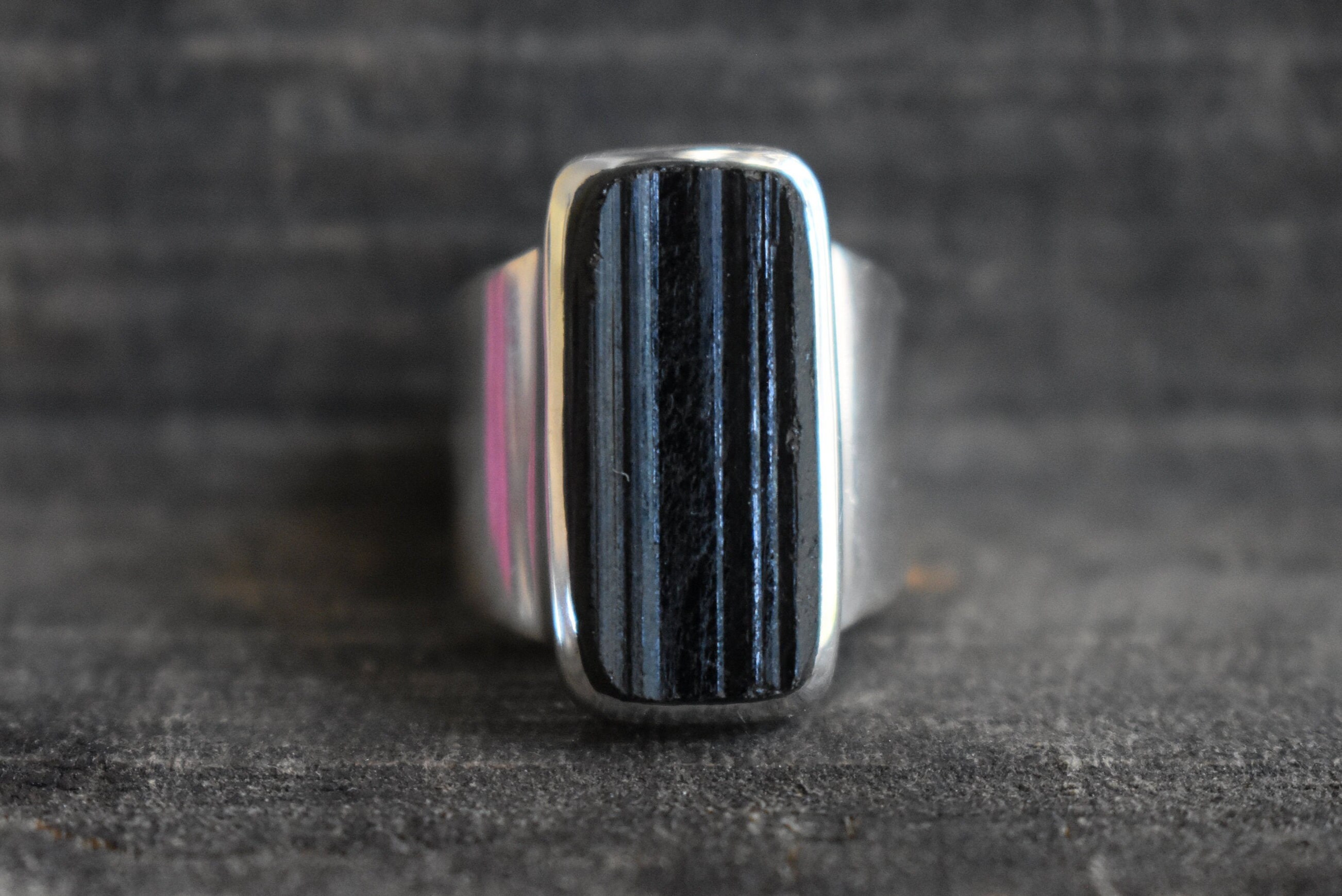 Black Tourmaline Ring Sterling Silver - Tree Of Life Crystal Healing Jewelry For Women