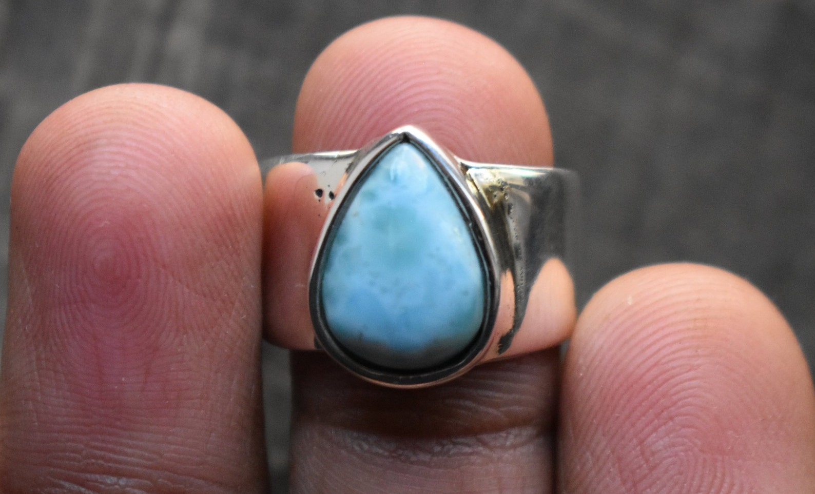Larimar Men Ringnatural Larimar Ring925 Silver Ringmens Etsy