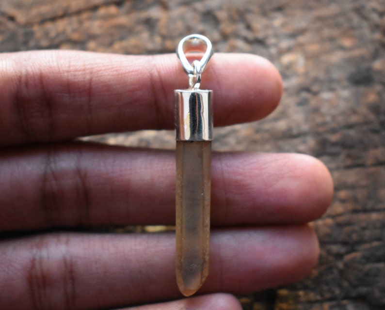 citrine pendant,natural citrine pendant,citrine necklace,amazing citrine pendant,925 silver pendant,pencil shape pendant
