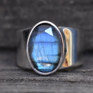 natural faceted  blue labradorite mens ring,925 silver ring,mens ring,mens labradorite ring,unisex labradorite ring,labradorite ring