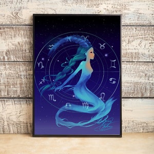 Art print ~ Capricorne / Poster - Affiche - Illustration / Impression d'art / 21 x 29.7 cm / 29.7 x 42 cm
