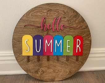 Hello Summer Front Door Sign Front Door Decor Summer Decor