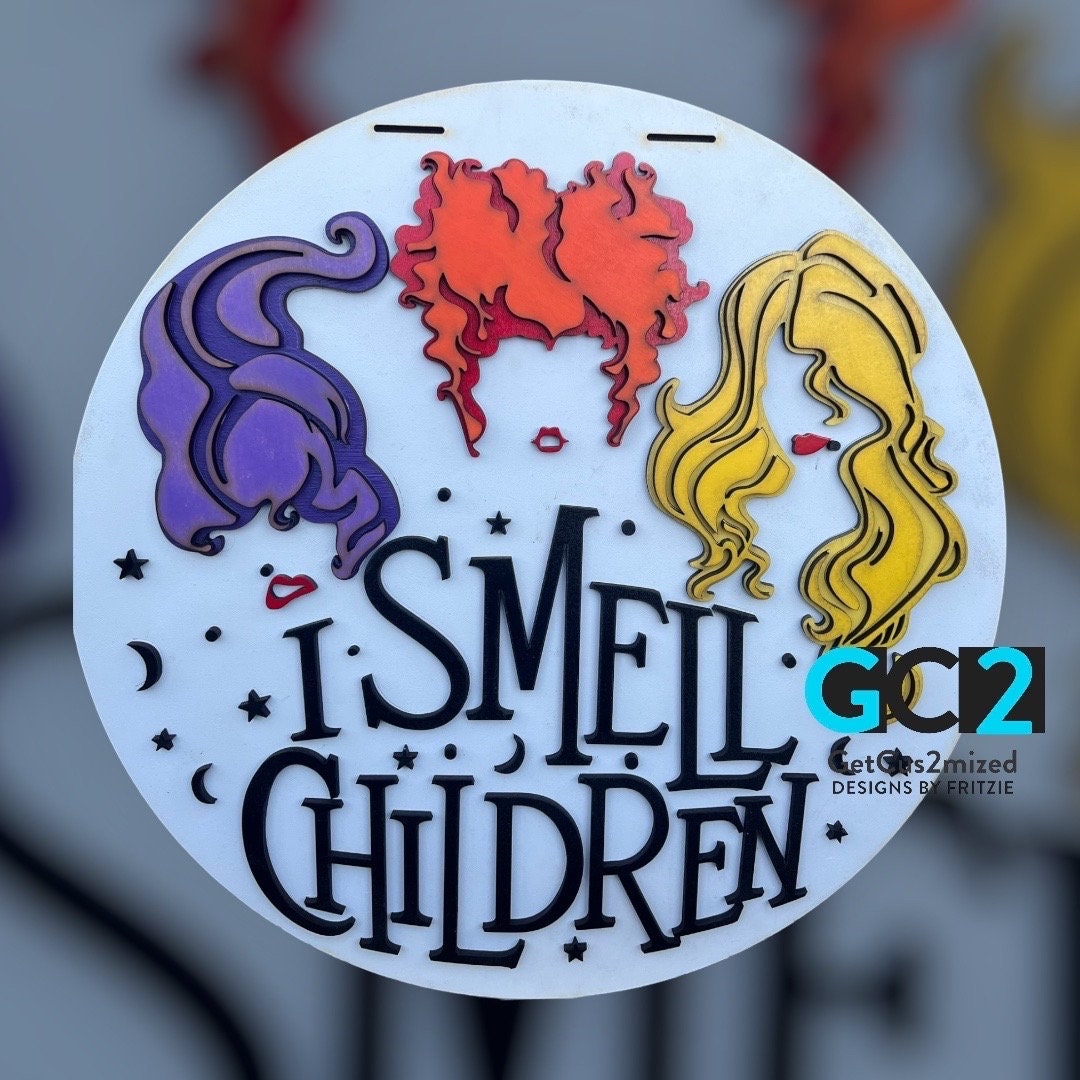 I Smell Children Door Hanger Halloween Round Sign Front Door Halloween ...