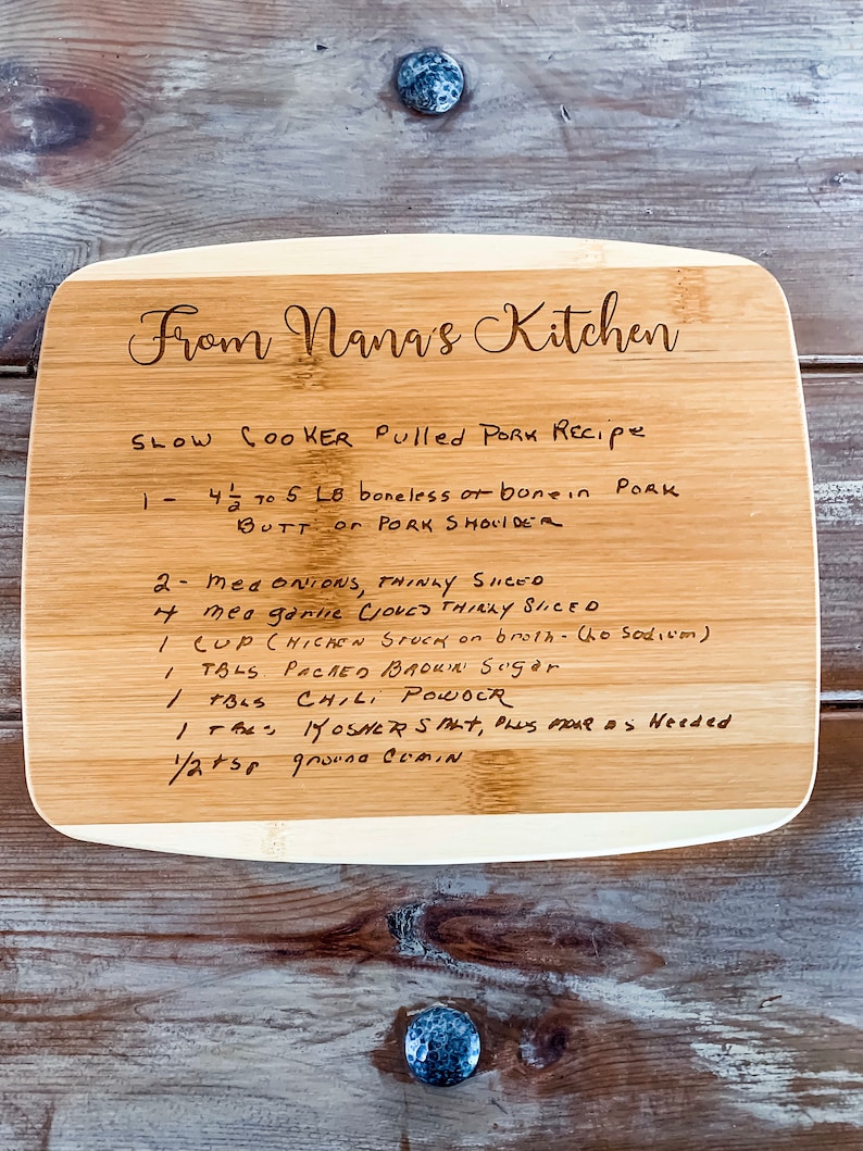 Personalized Cutting Board Handwritten Recipe On Cutting Etsy