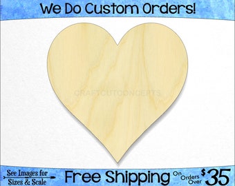Heart Style 4 Unfinished Cutout Variety of Sizes USA Made Valentines Day