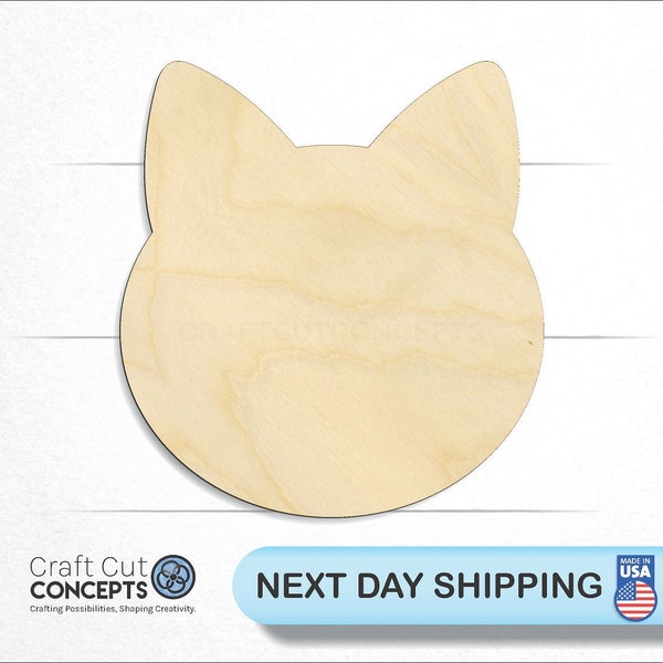 Cat Head - Laser Cut Unfinished Wood Cutout Craft Shapes