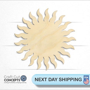 Fiery Sun - Laser Cut Unfinished Wood Cutout Craft Shapes