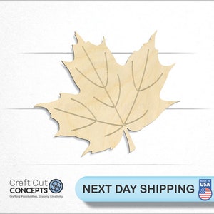 Detailed Maple Leaf - Laser Cut Unfinished Wood Cutout Craft Shapes
