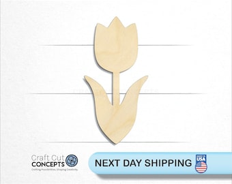 Tulip Flower - Laser Cut Unfinished Wood Cutout Craft Shapes
