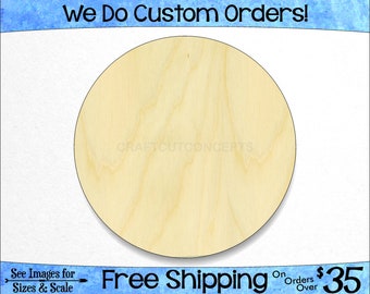 Circle Shape - Large & Small - Pick Size - Unfinished Wood Cutout Shapes DIY Ellipse Disk Tag Wall Art Blank Tag Hole  (SO-0001)*1-24