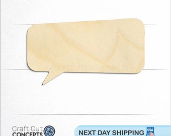 Rectangle Tilted Talk Thought Bubble Emoji - Laser Cut Unfinished Wood Cutout Craft Shapes
