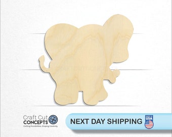 Playful Elephant - Laser Cut Unfinished Wood Cutout Craft Shapes