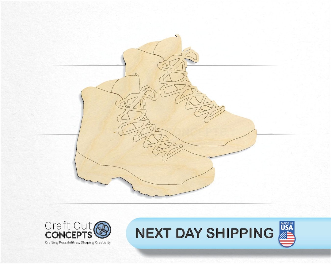 Hiking Boots - Laser Cut Unfinished Wood Cutout Craft Shapes - Etsy