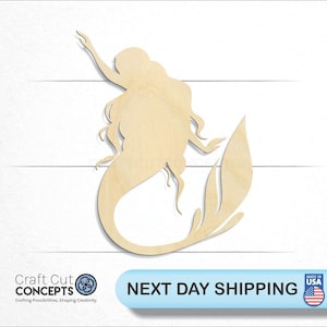 Mermaid Siren - Laser Cut Unfinished Wood Cutout Craft Shapes