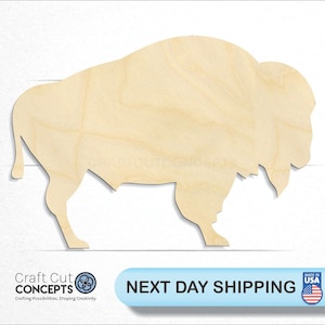 Buffalo Bison Shape - Laser Cut Unfinished Wood Cutout Craft Shapes