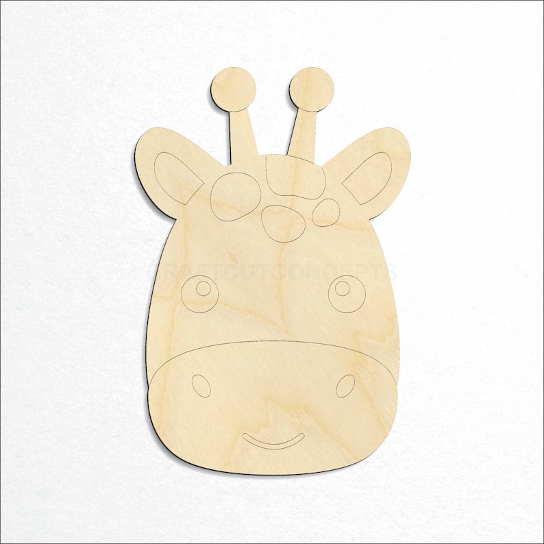 Cute Baby Giraffe Head - Laser Cut Unfinished Wood Cutout Craft Shapes ...