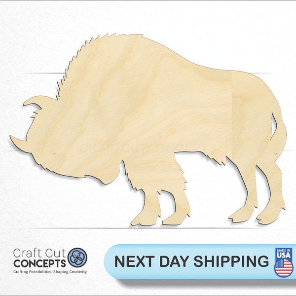 Buffalo Bison w/Horn - Laser Cut Unfinished Wood Cutout Craft Shapes