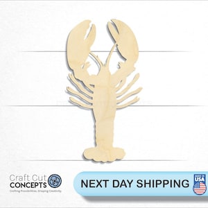 Crayfish Shape wood craft blank, front view, ships next day