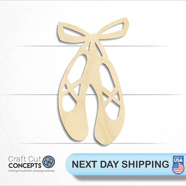 Ballet Slippers Shoes - Laser Cut Unfinished Wood Cutout Craft Shapes