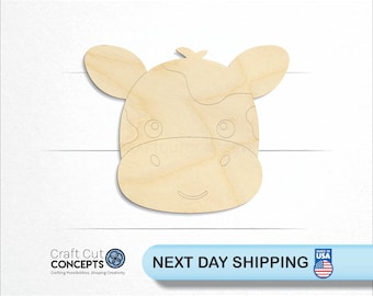 Cute Baby Cow Head - Laser Cut Unfinished Wood Cutout Craft Shapes