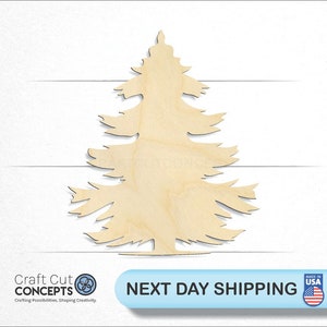 May include: A wooden cutout of a pine tree, perfect for crafting projects. The tree is a light brown color and has a simple, elegant design.