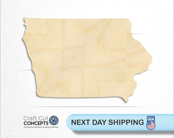Iowa IA State Crafty - Laser Cut Unfinished Wood Cutout Craft Shapes