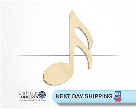 Music Note - Laser Cut Out Unfinished Wood Craft Shape MSC27 Music Note - Laser Cut Out Unfinished Wood Craft Shape MSC27