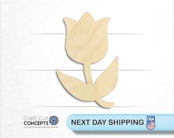 Tulip Flower Shape - Laser Cut Unfinished Wood Cutout Craft Shapes
