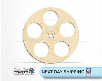 Film Movie Reel Cutout - Laser Cut Unfinished Wood Cutout Craft Shapes