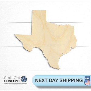 May include: A wooden cutout of the state of Texas. The cutout is made of natural wood and has a light brown color. The cutout is perfect for crafting projects, home decor, or as a unique gift.