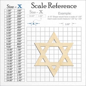 Star of David unfinished wood craft blank showing the measurement scale.