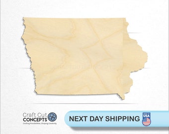 Iowa IA State - Laser Cut Unfinished Wood Cutout Craft Shapes
