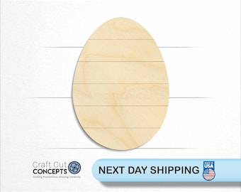 Faux Shiplap Egg Shape - Laser Cut Unfinished Wood Cutout Craft Shapes