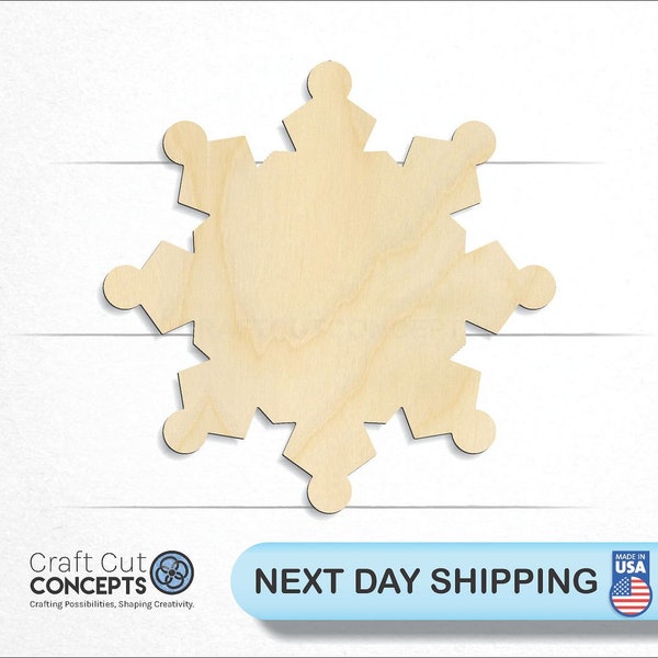 Solid Snowflake - Laser Cut Unfinished Wood Cutout Craft Shapes