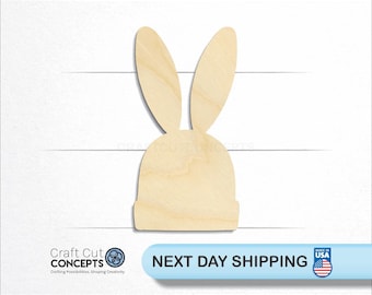 Hat with Easter Bunny Ears - Laser Cut Unfinished Wood Cutout Craft Shapes
