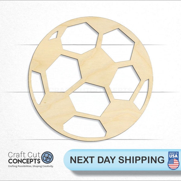 Soccer Ball Outline - Laser Cut Unfinished Wood Cutout Craft Shapes