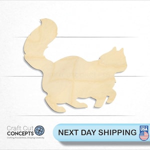 Pouncing Cat - Laser Cut Unfinished Wood Cutout Craft Shapes