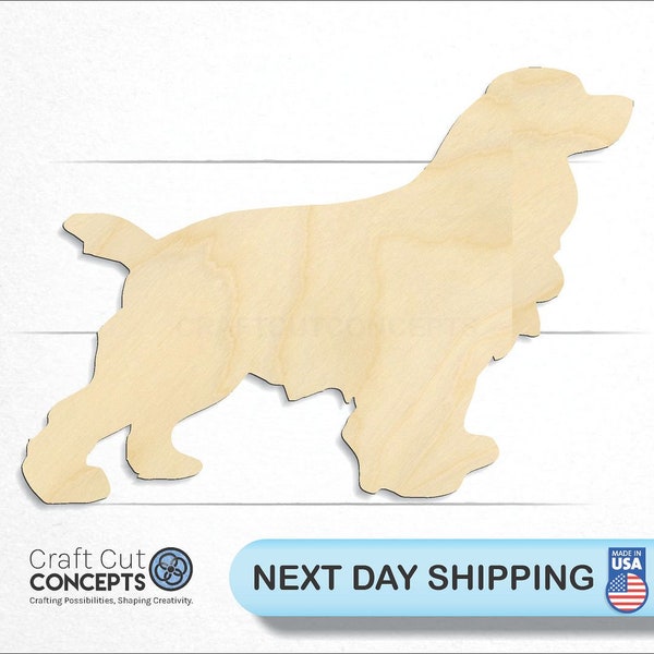 Cocker Spaniel Dog - Laser Cut Unfinished Wood Cutout Craft Shapes
