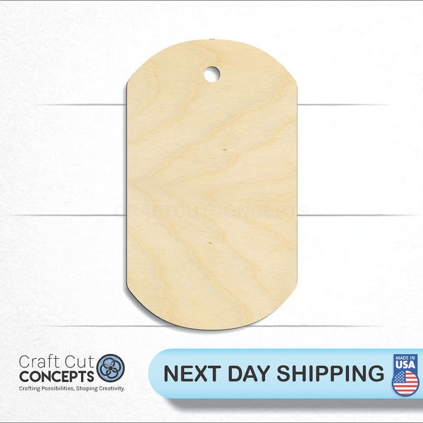 Dog Tag - Laser Cut Unfinished Wood Cutout Craft Shapes