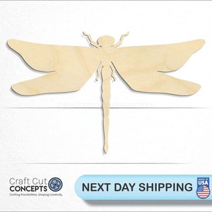 Perched Dragon Fly - Laser Cut Unfinished Wood Cutout Craft Shapes