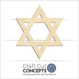 Star of David Unfinished wood blank product view with Craft Cut Concepts logo.
