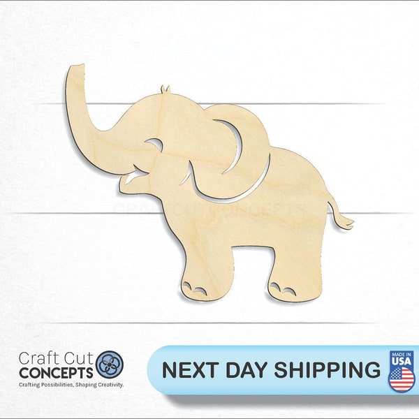 Cute Baby Elephant - Laser Cut Unfinished Wood Cutout Craft Shapes