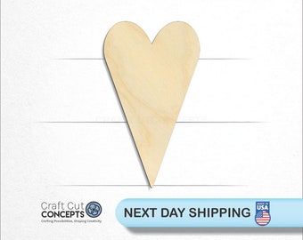 Primitive Straight Edge Heart - Laser Cut Unfinished Wood Cutout Craft Shapes