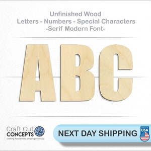 Block Letter Alphabet Individual Letter - Laser Cut Unfinished Wood Shapes and Letters
