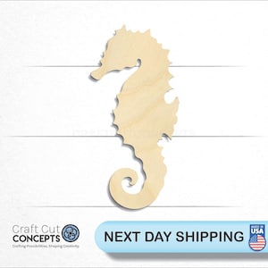 Seahorse Shape wood craft blank, front view, ships next day