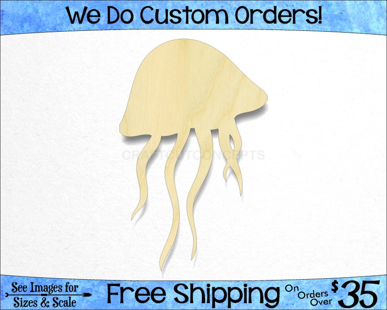 Pick Size -Unfinished Cutout Shapes Marine Life Beach Ocean Fish Beach Kids SO-0174 *2-24 Large /& Small Jelly Fish Shape