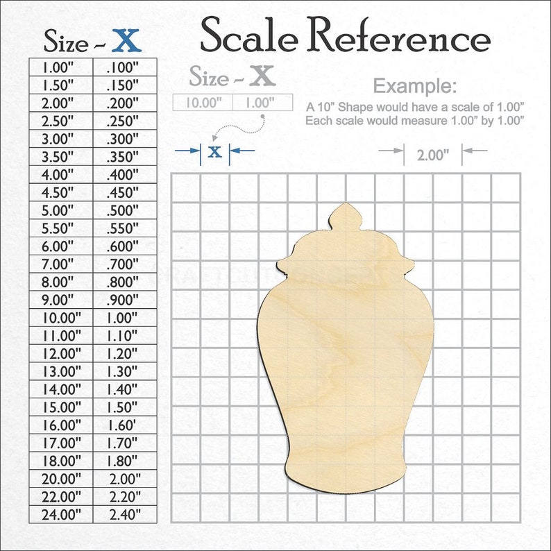 Ginger Jar Shape unfinished wood craft blank showing the measurement scale.