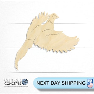 Pheasant Flying - Laser Cut Unfinished Wood Cutout Craft Shapes