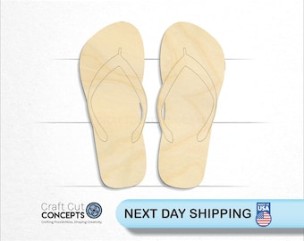 Beach Sandals Flip Flops - Laser Cut Unfinished Wood Cutout Craft Shapes